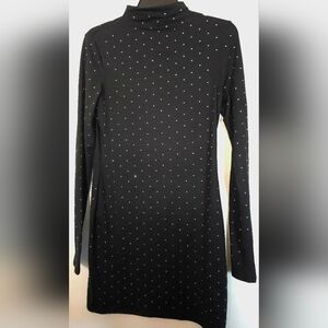 Elegant Black Dress with White Polka Dots
